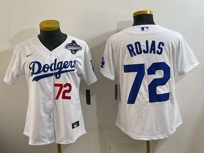 Women 2026 Nike Los Angeles Dodgers #72 Rojas White Game MLB Jersey 010